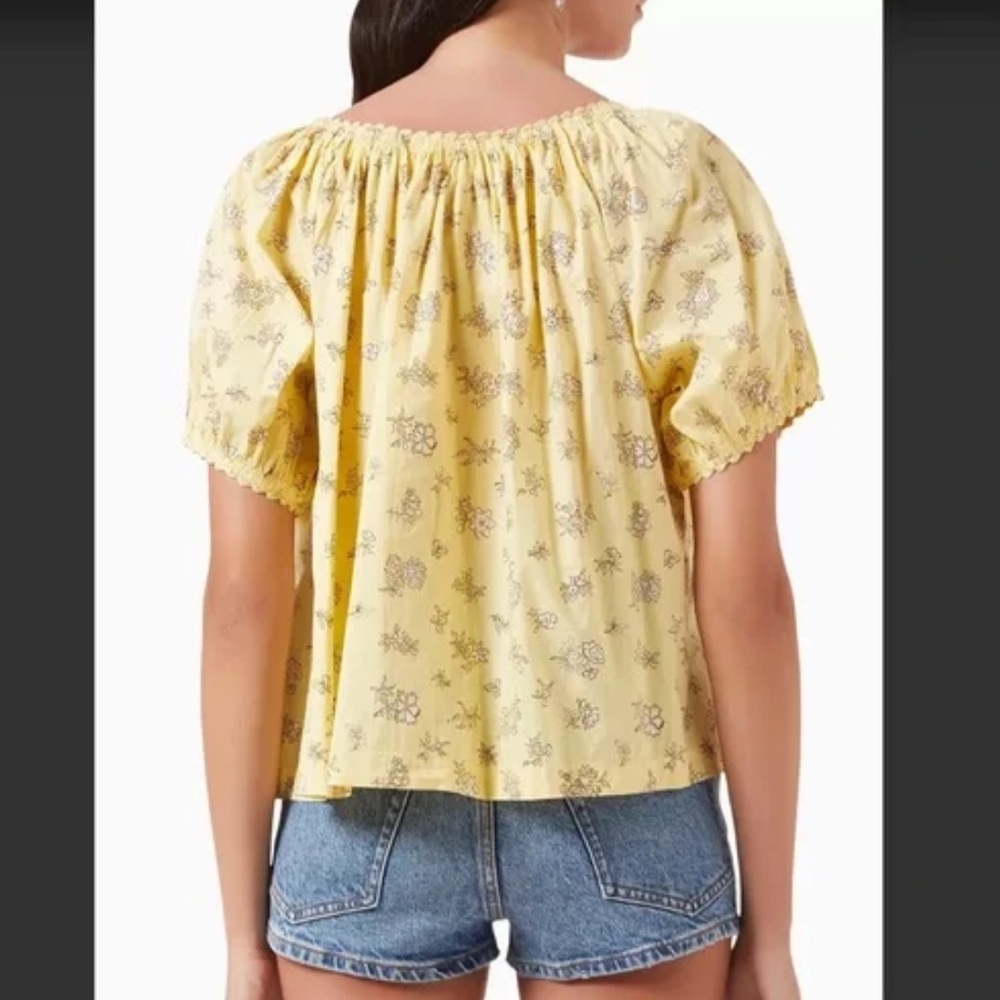 DÔEN Doen Tennessee Floral Cotton Top Sunshine Bouton de Rose Yellow XS - Picture 10 of 13
